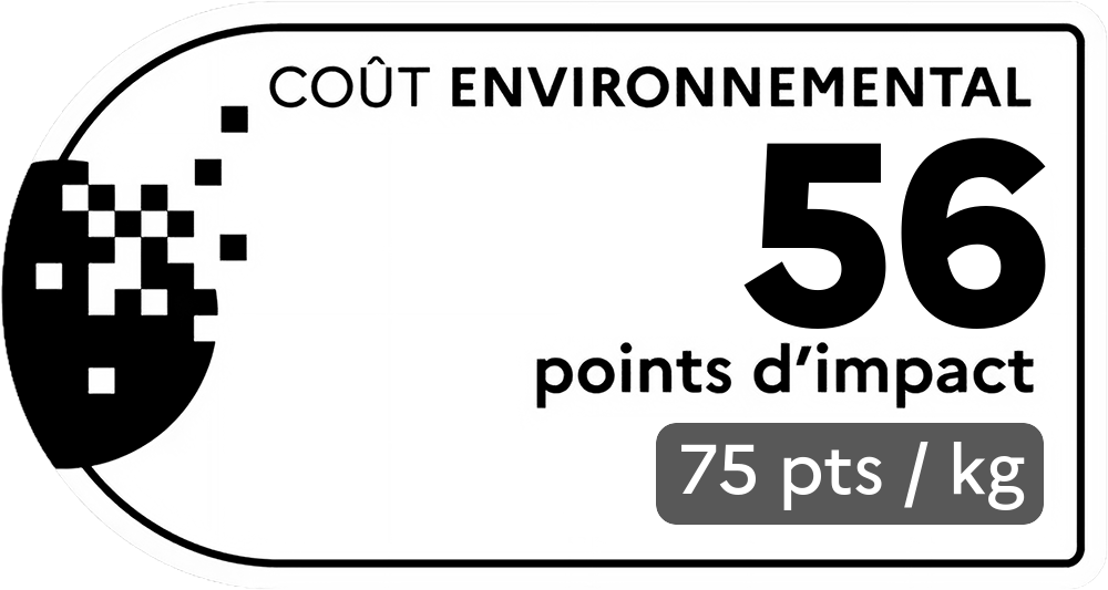 Coût environnemental : 307 points d'impact (détail : 613 pts / kg). Plus le score est bas, plus l'impact sur l'environnement est faible.
