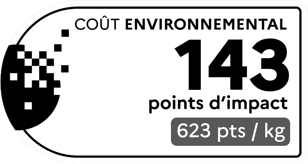 Coût environnemental : 403 points d'impact (détail : 504 pts / kg). Plus le score est bas, plus l'impact sur l'environnement est faible.