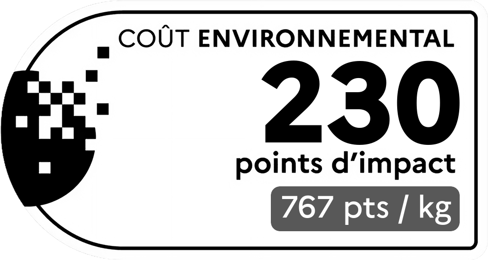 Coût environnemental : 541 points d'impact (détail : 1840 pts / kg). Plus le score est bas, plus l'impact sur l'environnement est faible.
