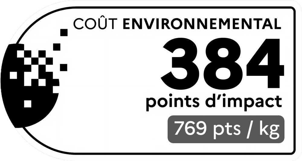 Coût environnemental : 550 points d'impact (détail : 1376 pts / kg). Plus le score est bas, plus l'impact sur l'environnement est faible.