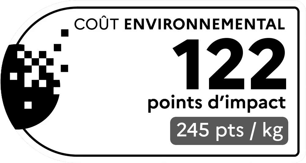 Coût environnemental : 575 points d'impact (détail : 1916 pts / kg). Plus le score est bas, plus l'impact sur l'environnement est faible.