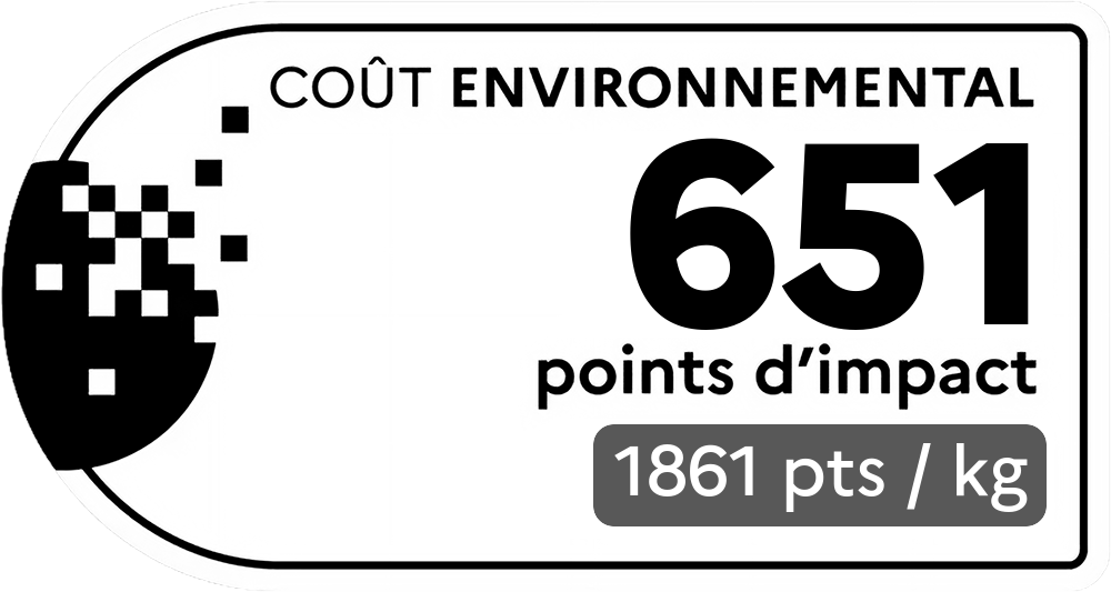 Coût environnemental : 579 points d'impact (détail : 1447 pts / kg). Plus le score est bas, plus l'impact sur l'environnement est faible.