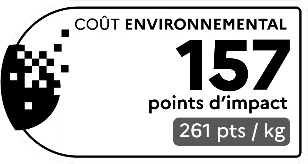 Coût environnemental : 652 points d'impact (détail : 652 pts / kg). Plus le score est bas, plus l'impact sur l'environnement est faible.